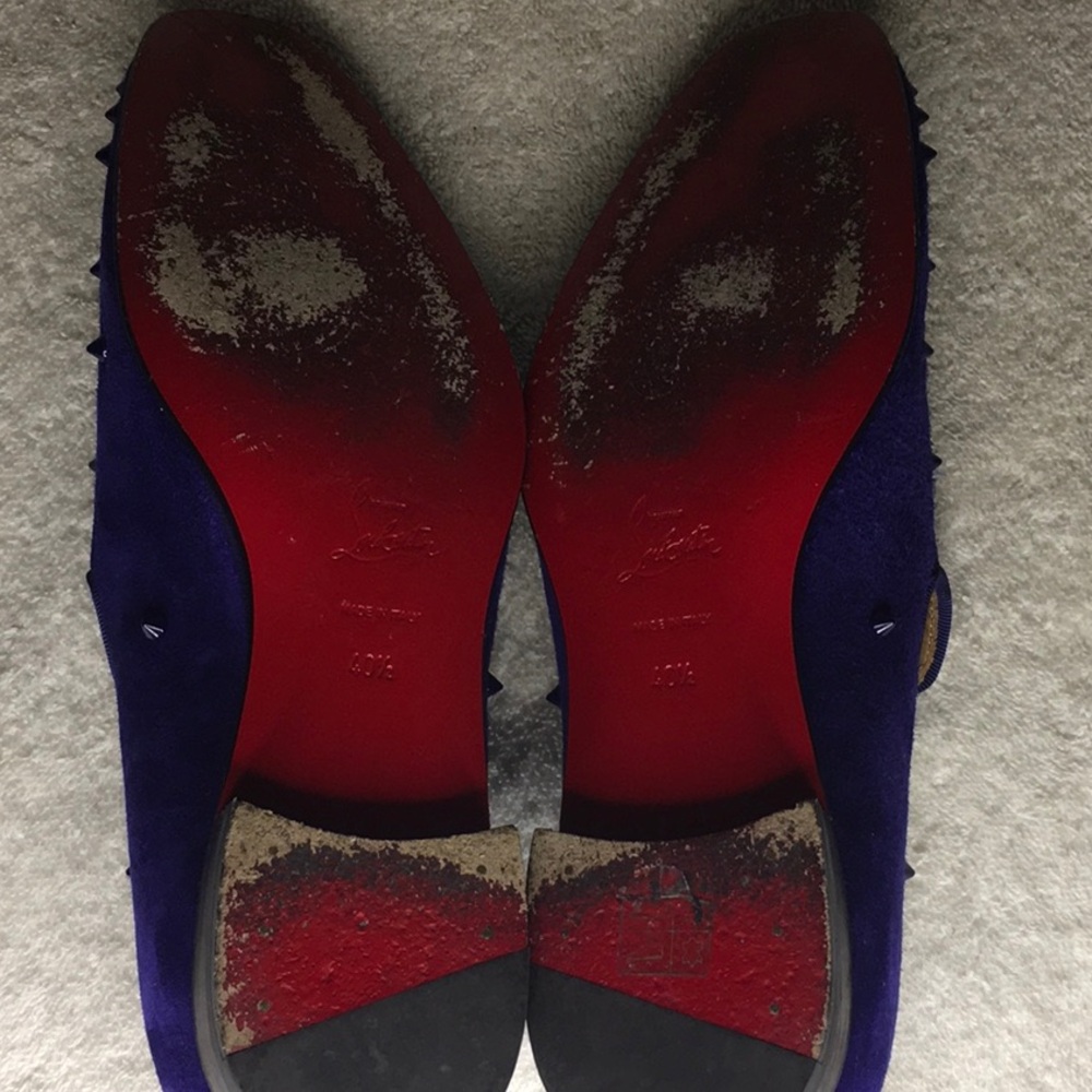 Christian Louboutin Spiked Purple Suede Slip-On Loafers (IT 40.5 / US 7.5) - Picture 7 of 8